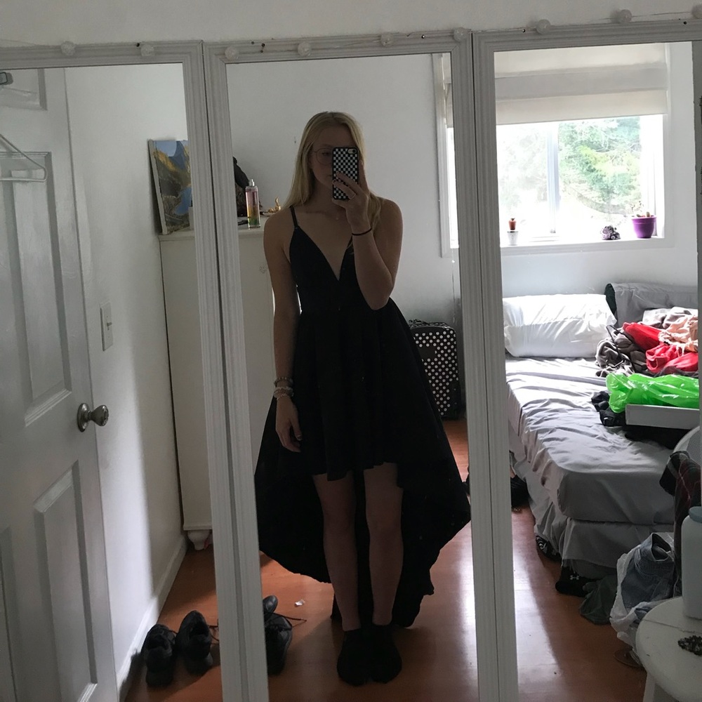 Black hi-lo dress